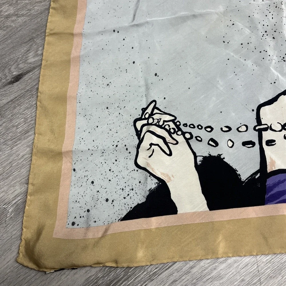 MOSCHINO Silk Scarf Olive Oyl Popeye 100% Silk Made In Italy